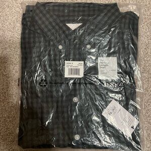 Men’s long sleeve button down shirt plaid blue & green check